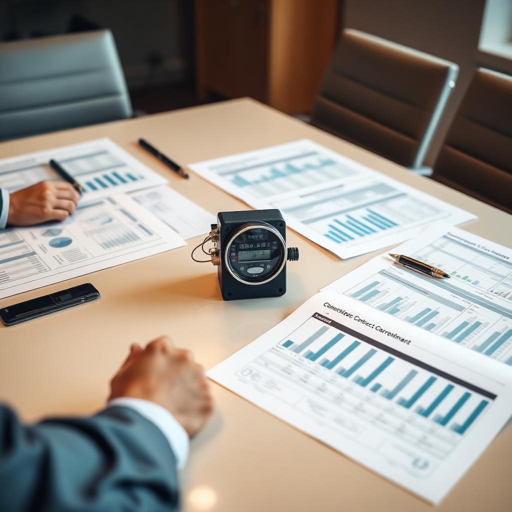 Facture d'électricité et compteur d'énergie sur un bureau